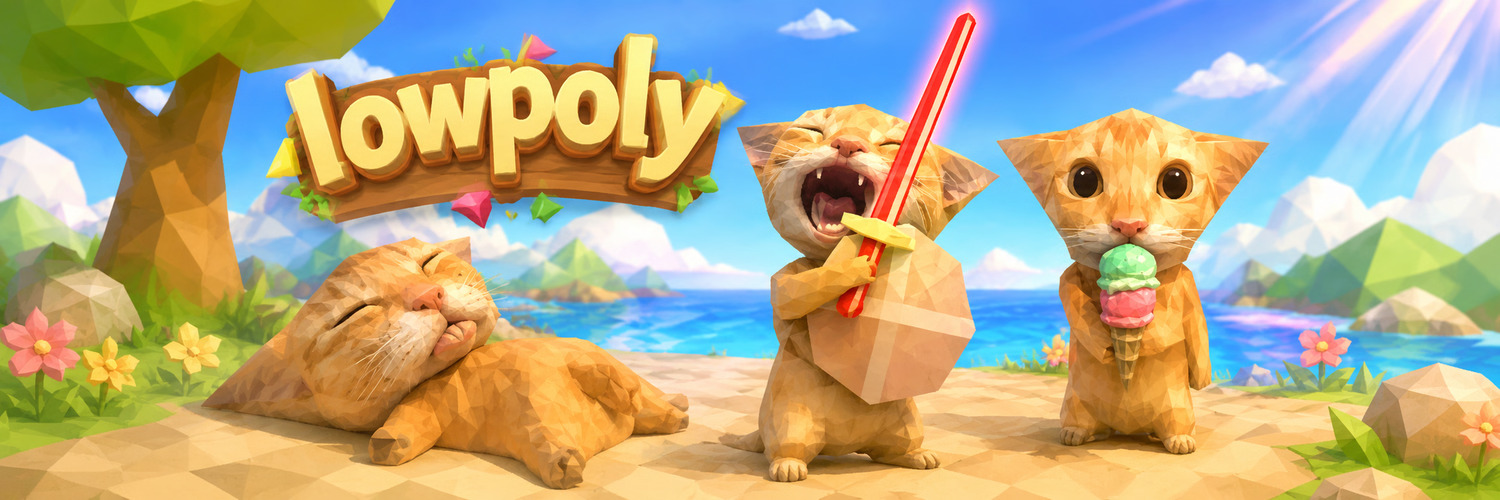 LowPoly Cat beach world